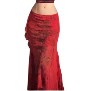 Unique Vintage Mikino Asymmetrical Red Maxi Skirt